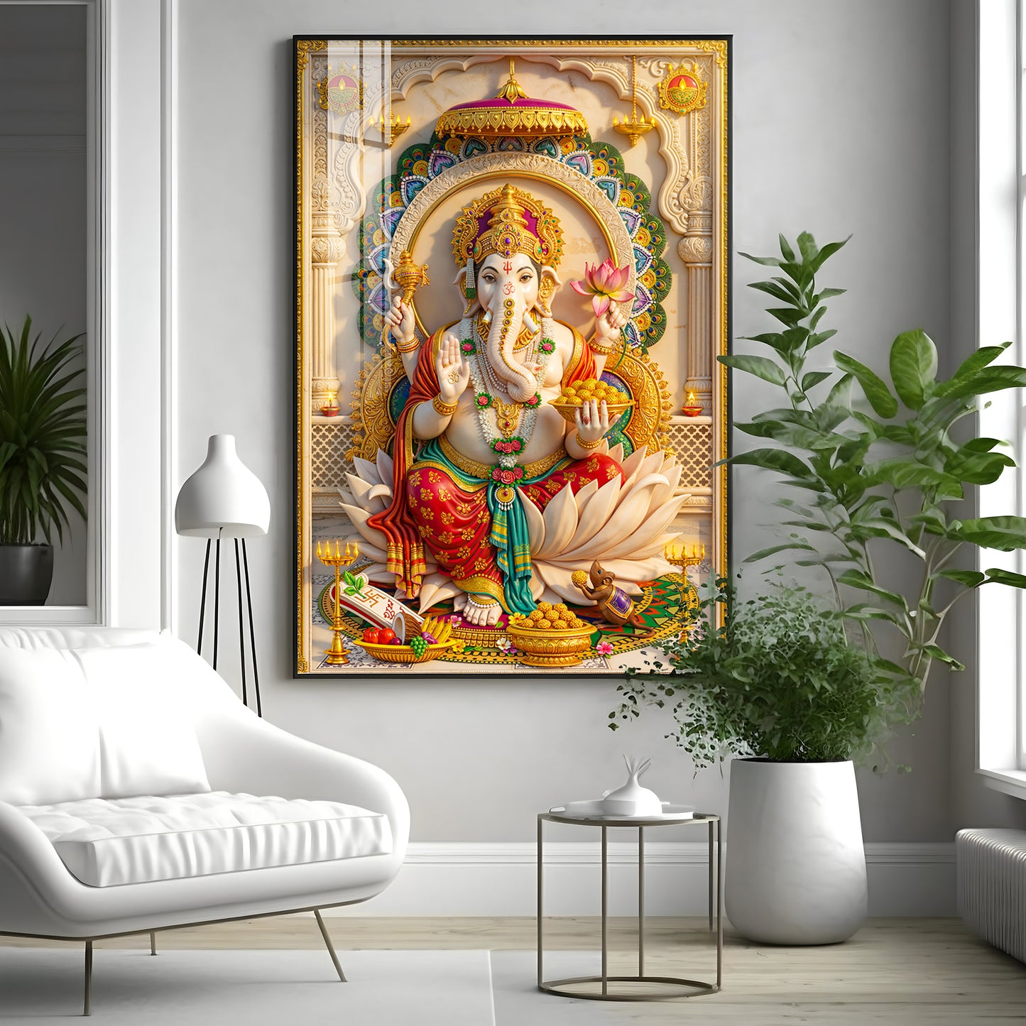 Radiant Ganesh Idol Premium Acrylic Vertical Wall Art