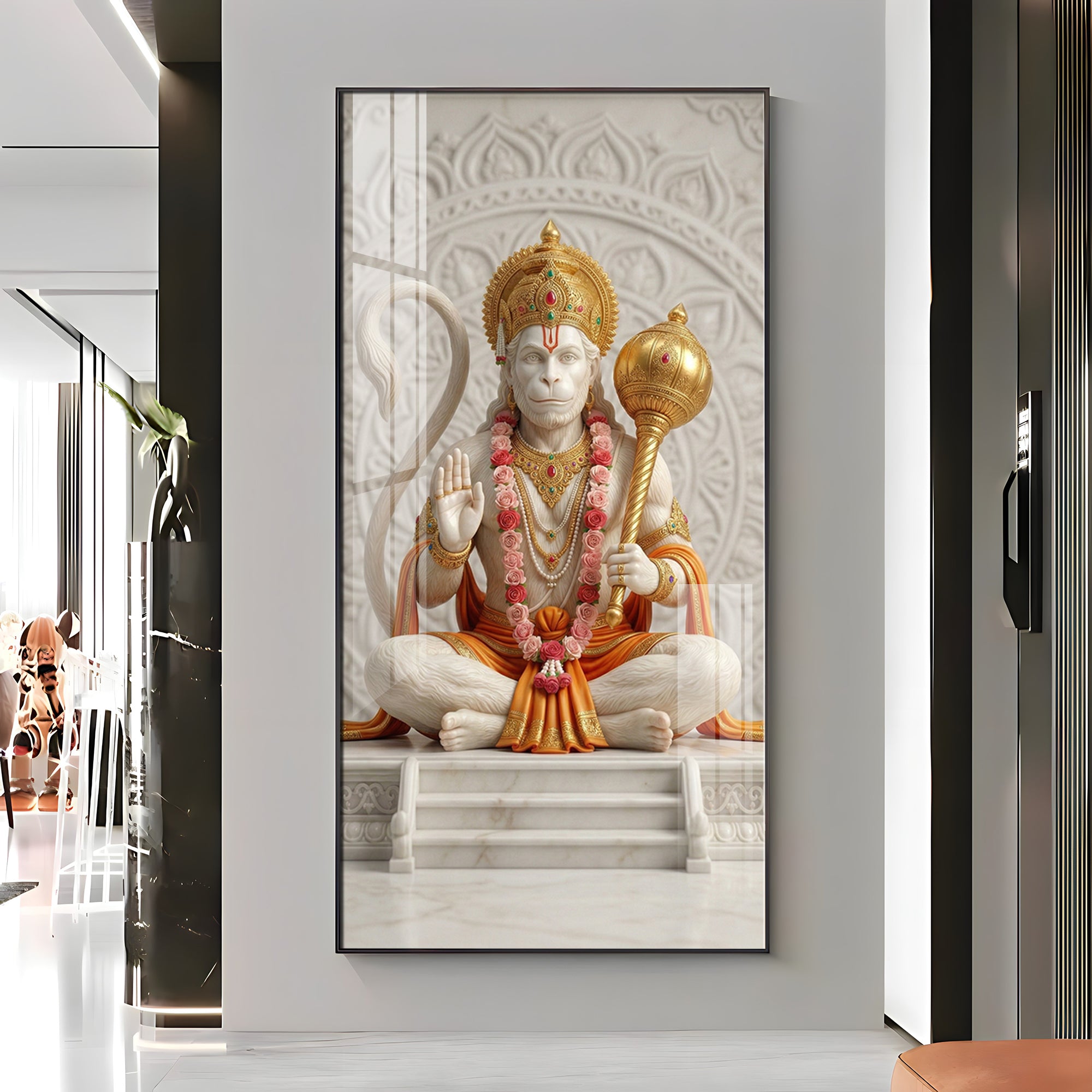 Divine Hanuman Ji Grace Premium Acrylic Vertical Wall Art