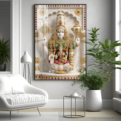 Shree Lakshmi Narayan Divine Premium Acrylic Vertical Wall Art