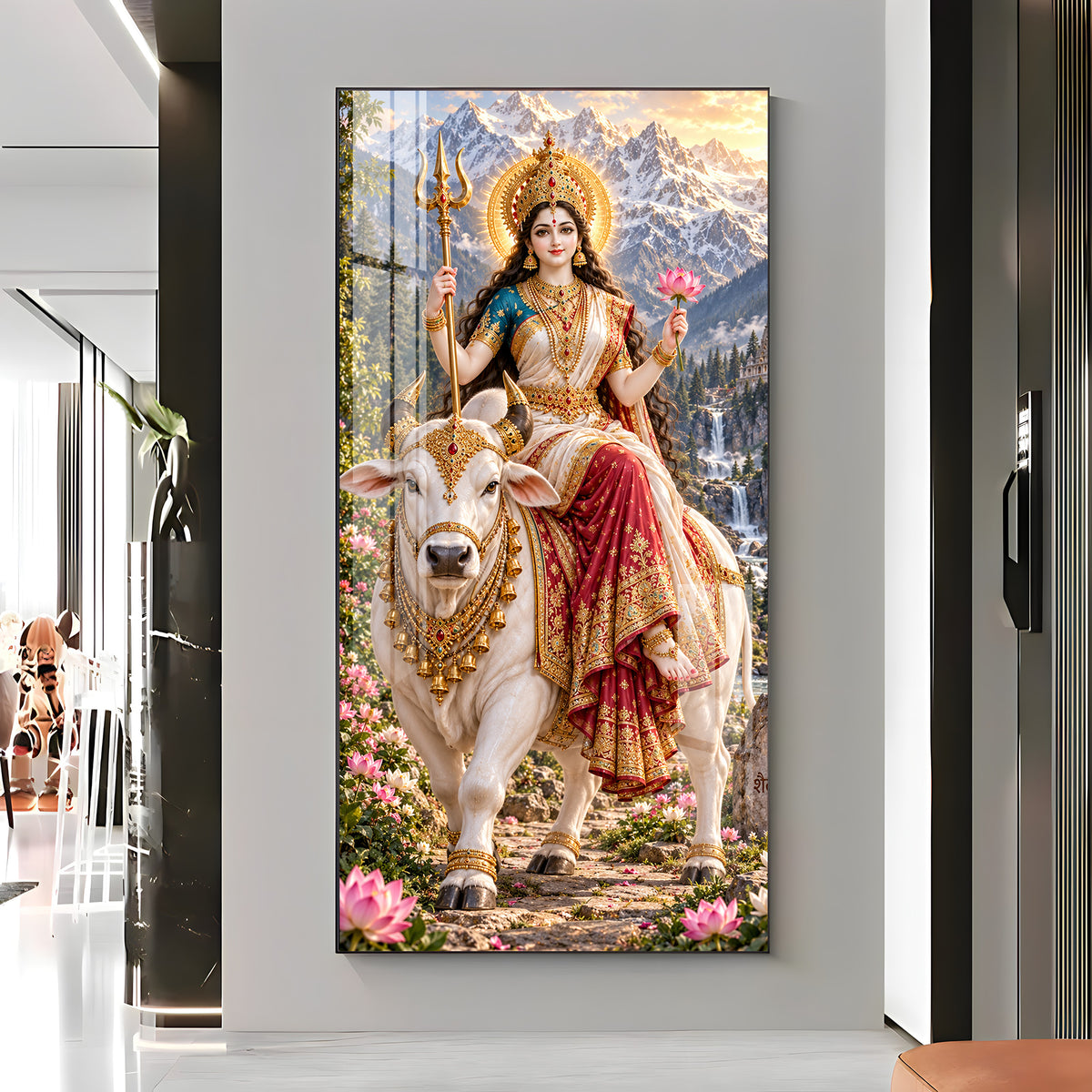 Maa Shailputri Premium Acrylic Vertical Wall Art