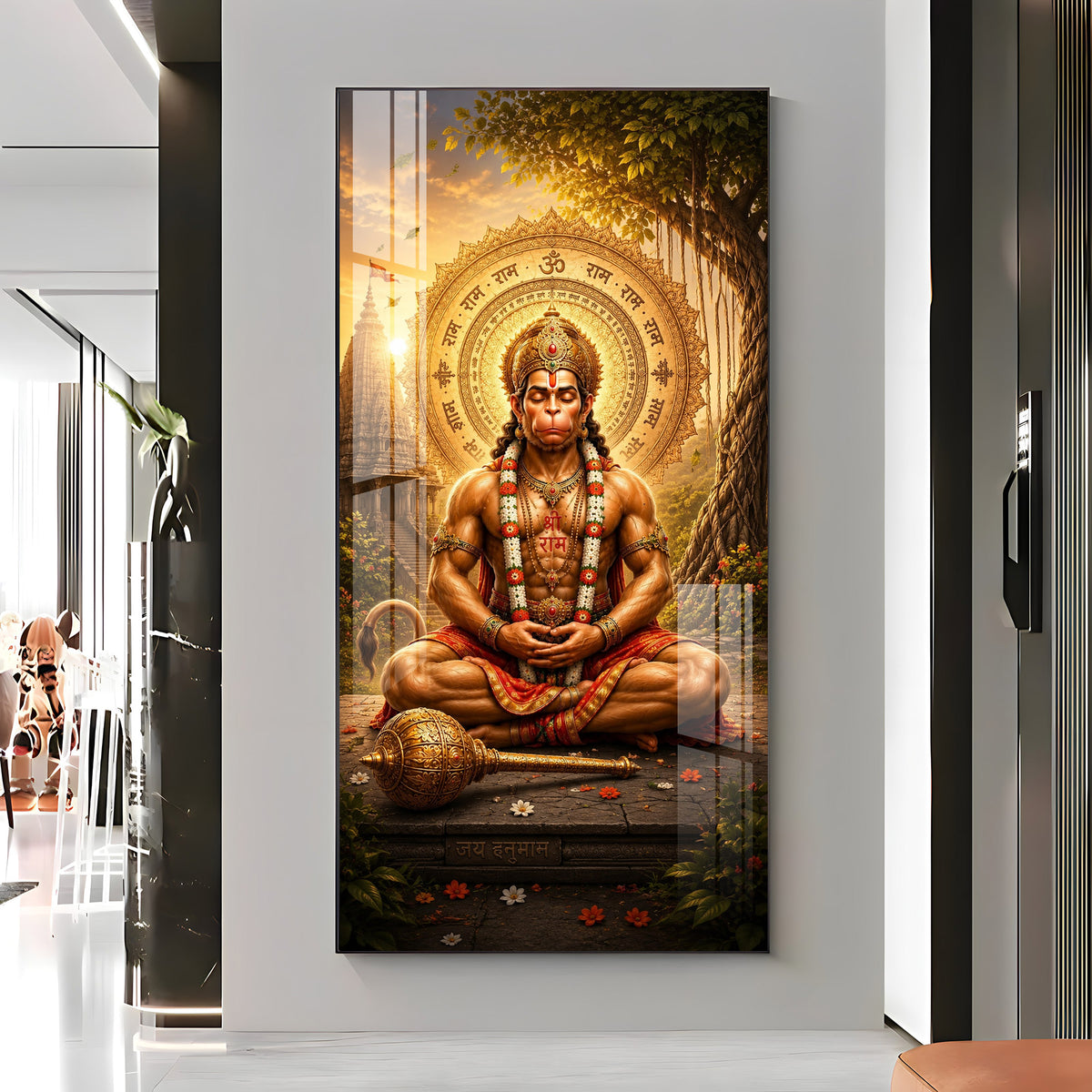 Divine Lord Hanuman's Premium Acrylic Vertical Wall Art