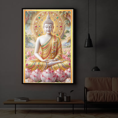 Divine Buddha Harmony Modern Luxury Backlight Vertical Wall Art