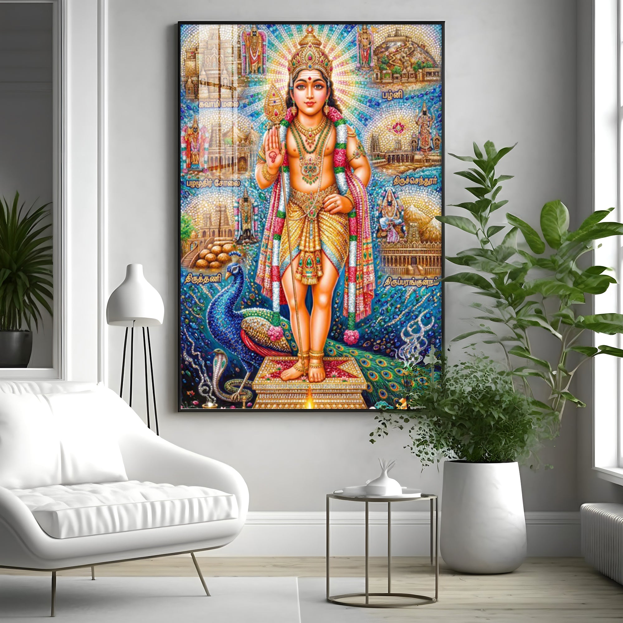 Hindu Lord Kartikeya Premium Acrylic Vertical Wall Art