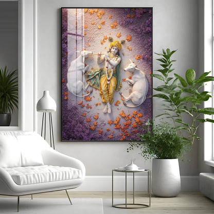 Lord Krishna Kripa Premium Acrylic Vertical Wall Art