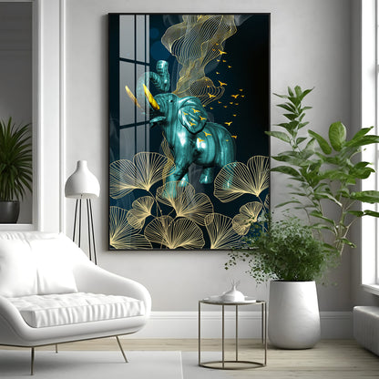 Blue Elephant Premium Acrylic Vertical Wall Art