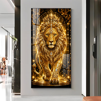 Golden Lion Premium Acrylic Vertical Wall Art