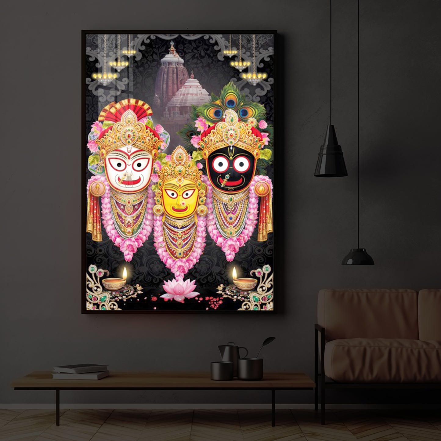 Lord Jagannath Modern Luxury Backlight Vertical Wall Art