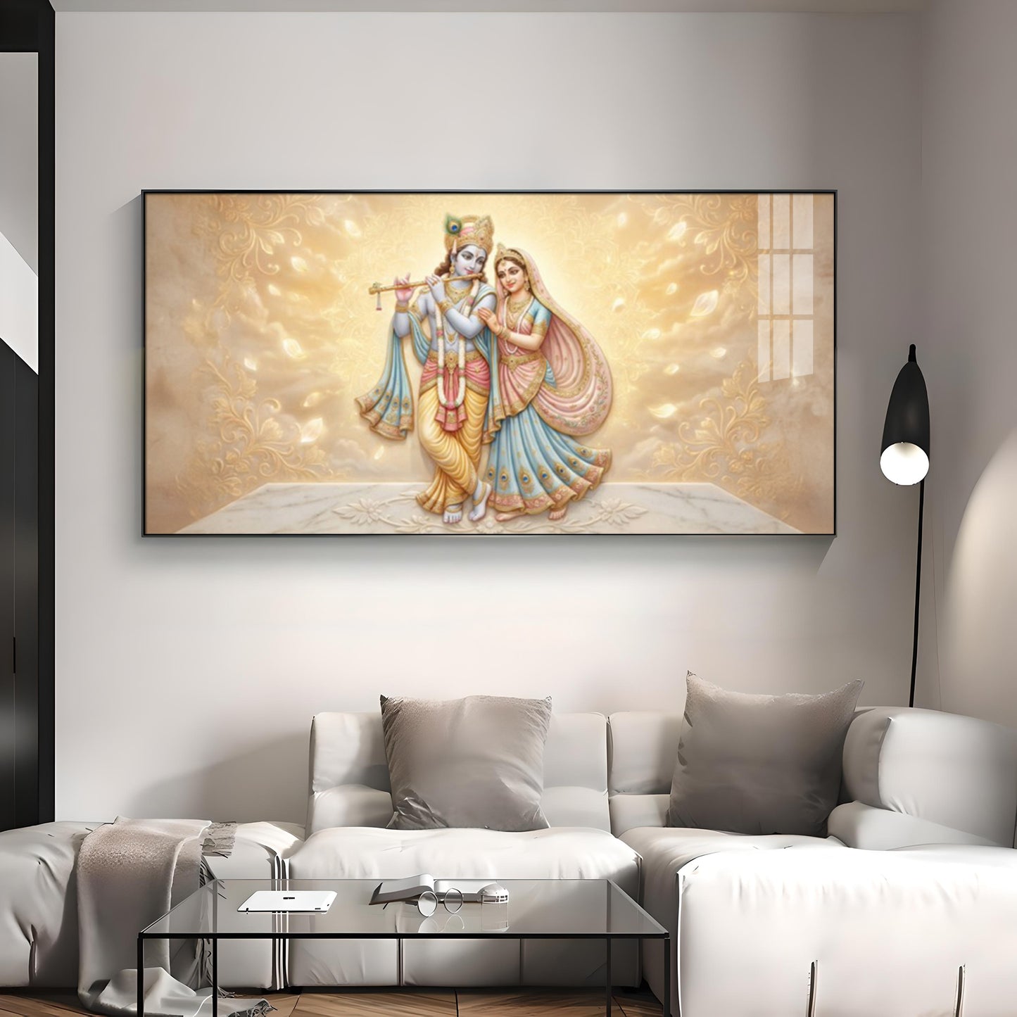 Divine Couple Radha Krishna Premium Acrylic Horizontal Wall Art