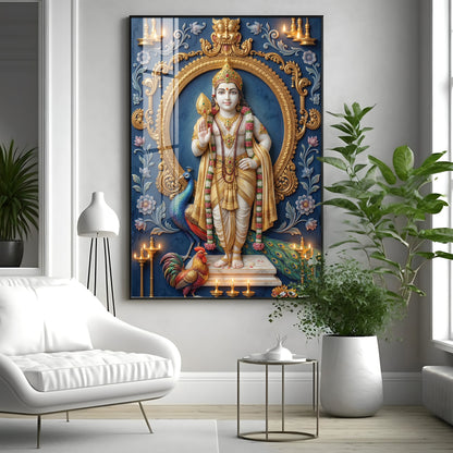 Hindu Lord Murugan Premium Acrylic Vertical Wall Art