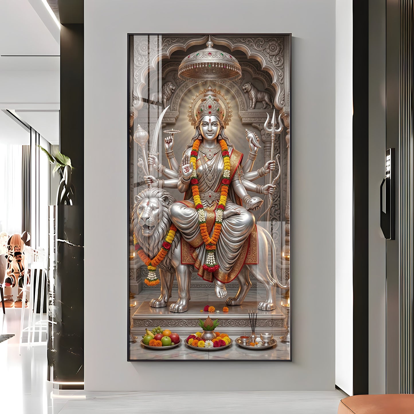 Divine Goddess Maa Durga Premium Acrylic Vertical Wall Art