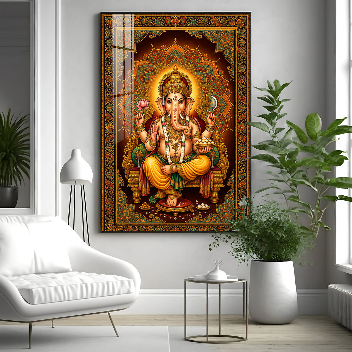 Divine Lord Ganesha Premium Acrylic Vertical Wall Art