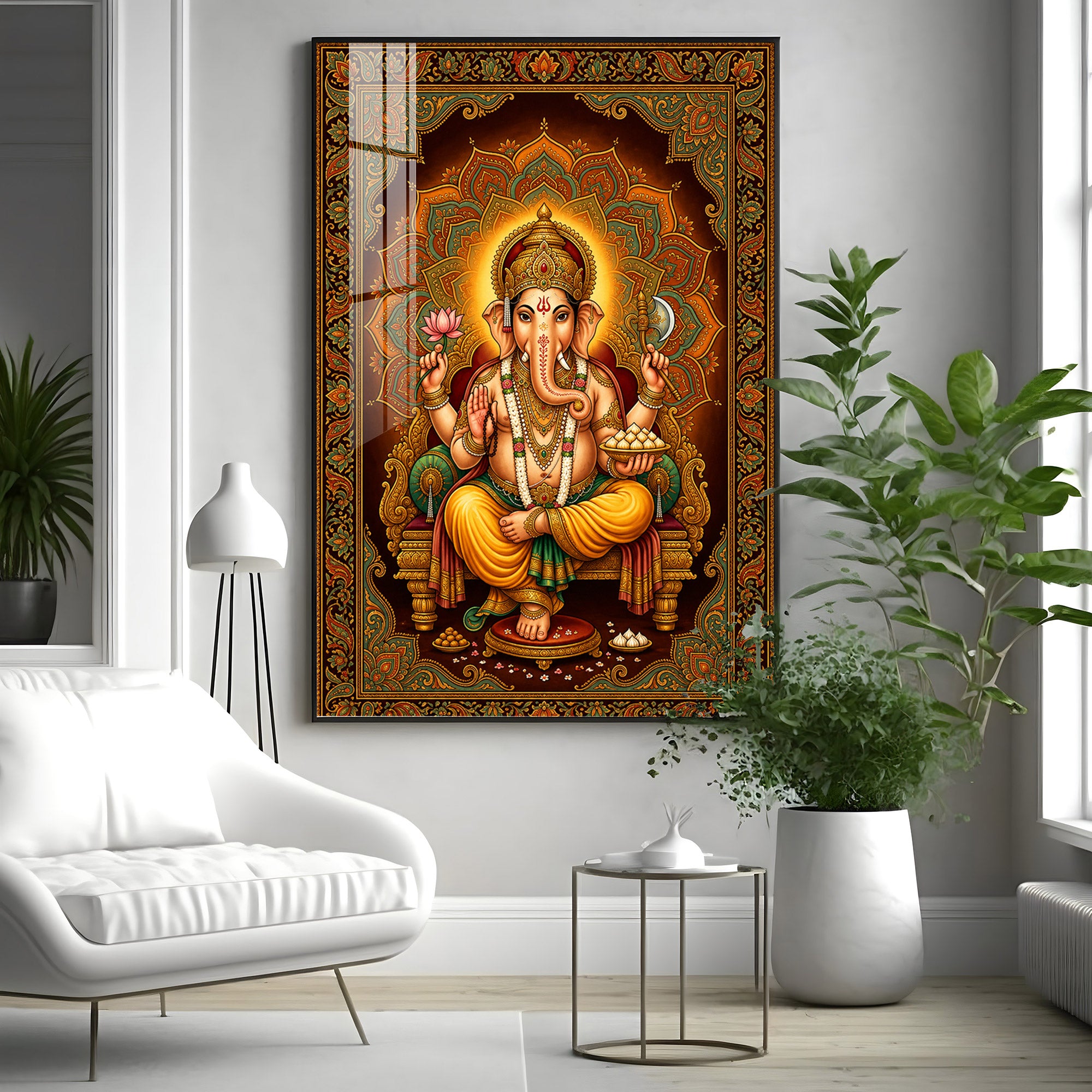 Divine Lord Ganesha Premium Acrylic Vertical Wall Art