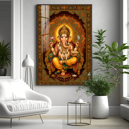 Divine Lord Ganesha Premium Acrylic Vertical Wall Art