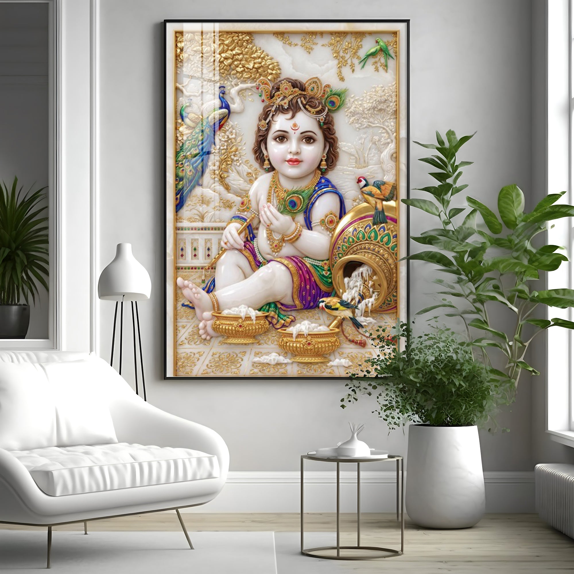 Divine Little Kanha Ji Premium Acrylic Vertical Wall Art