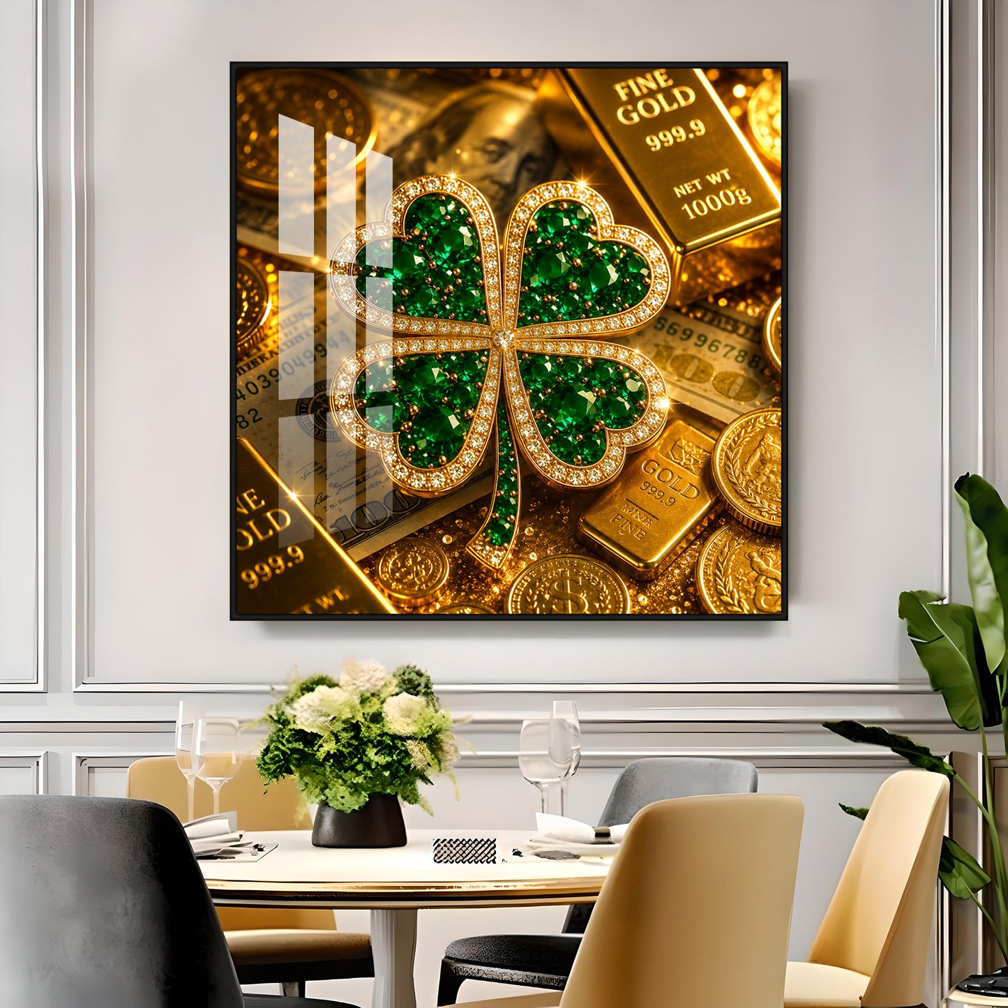 Green Gemstone Premium Acrylic Square Wall Art