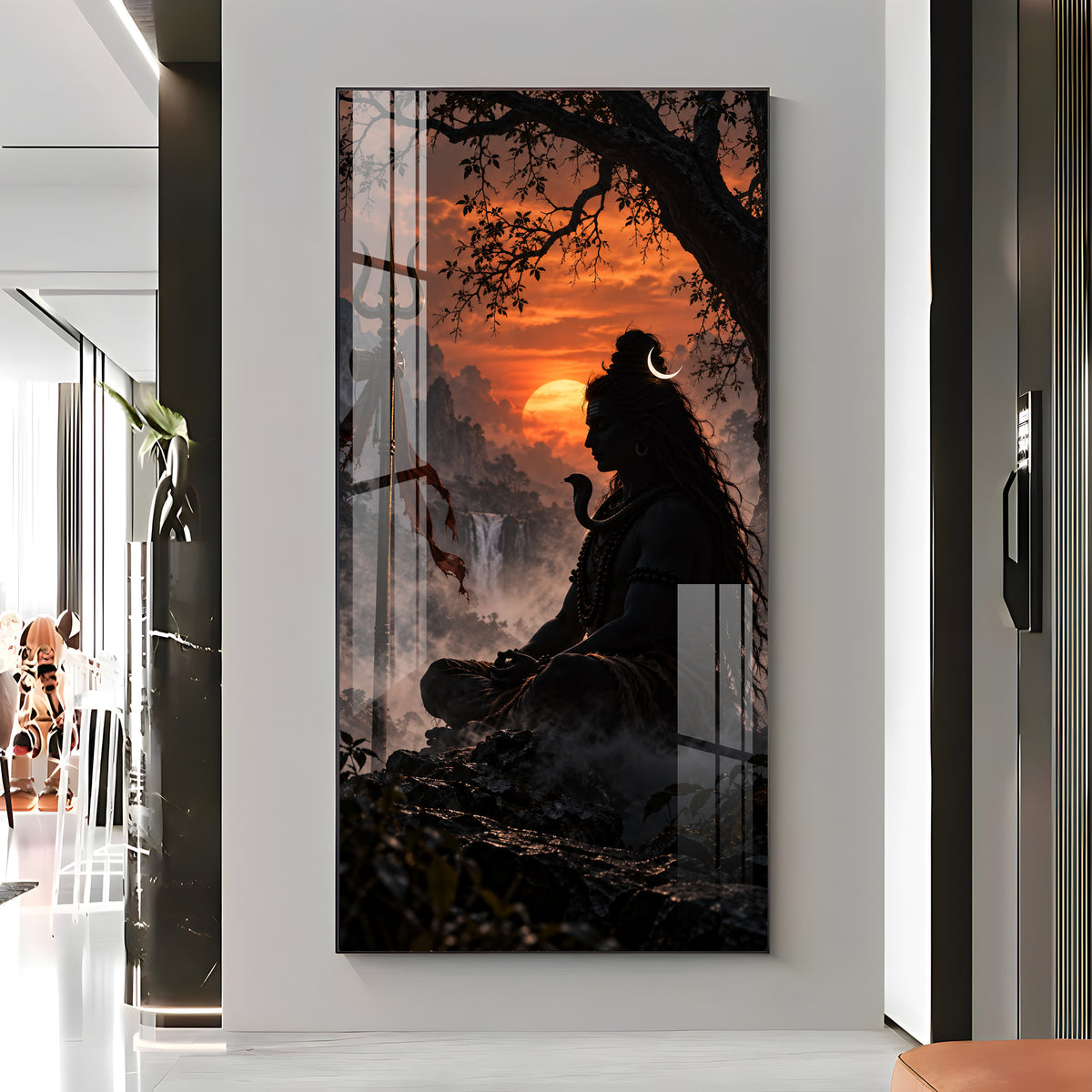 Divine Mahadev Peaceful Dhyan Pose Premium Acrylic Vertical Wall Art