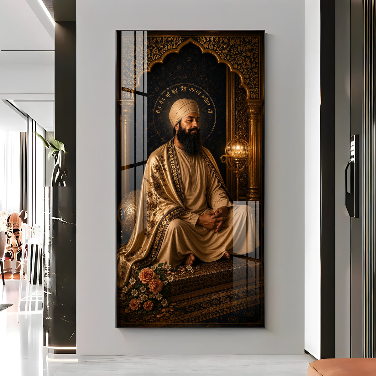Guru Tegh Bahadur Ji Meditating Premium Acrylic Vertical Wall Art