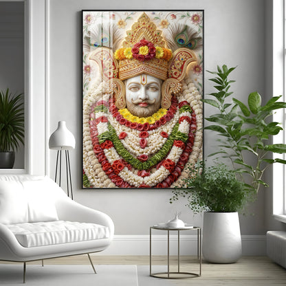 Hindu Deity Khatu Shyam Ji Premium Acrylic Vertical Wall Art