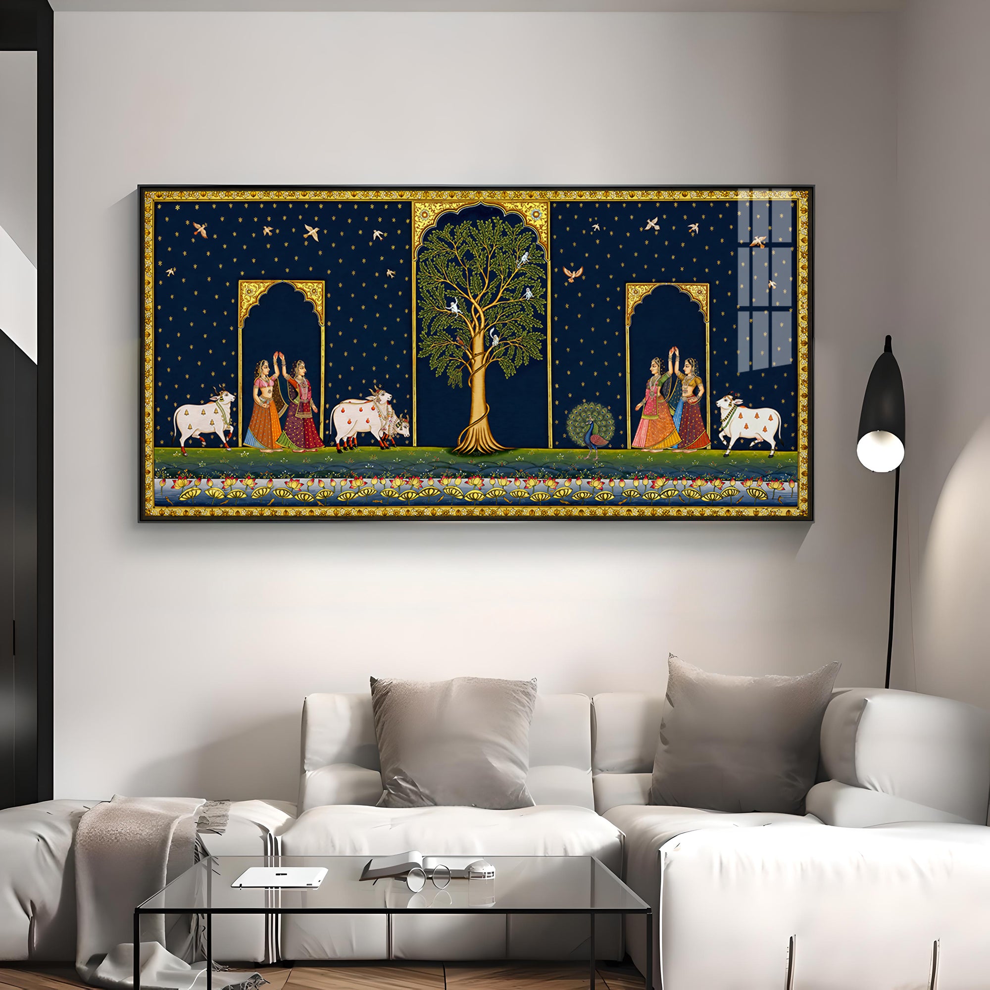 Cow With Tree of Life Premium Acrylic Horizontal Wall Art