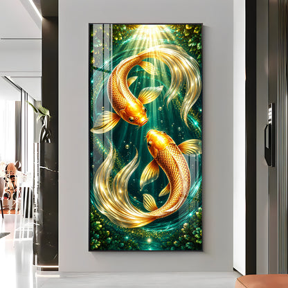 Beautiful Pair Of Koi Fish Premium Acrylic Vertical Wall Art