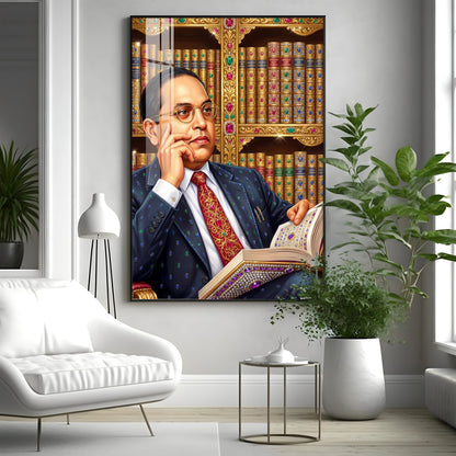 Babasaheb With Indian Constitution Premium Acrylic Vertical Wall Art