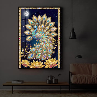 Majestic Vastu Peacock Modern Luxury Backlight Vertical Wall Art