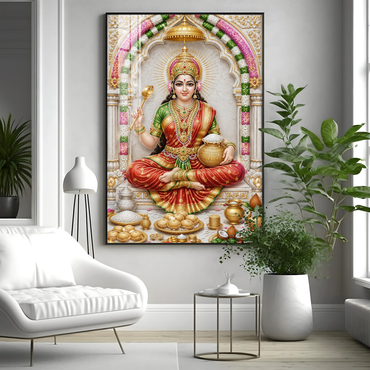 Goddess Annapurna Premium Acrylic Vertical Wall Art