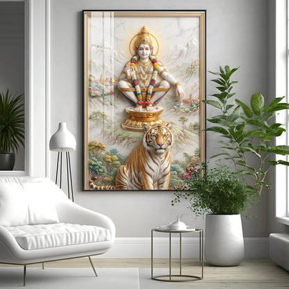 Hindu Deity Ayyappan Premium Acrylic Vertical Wall Art