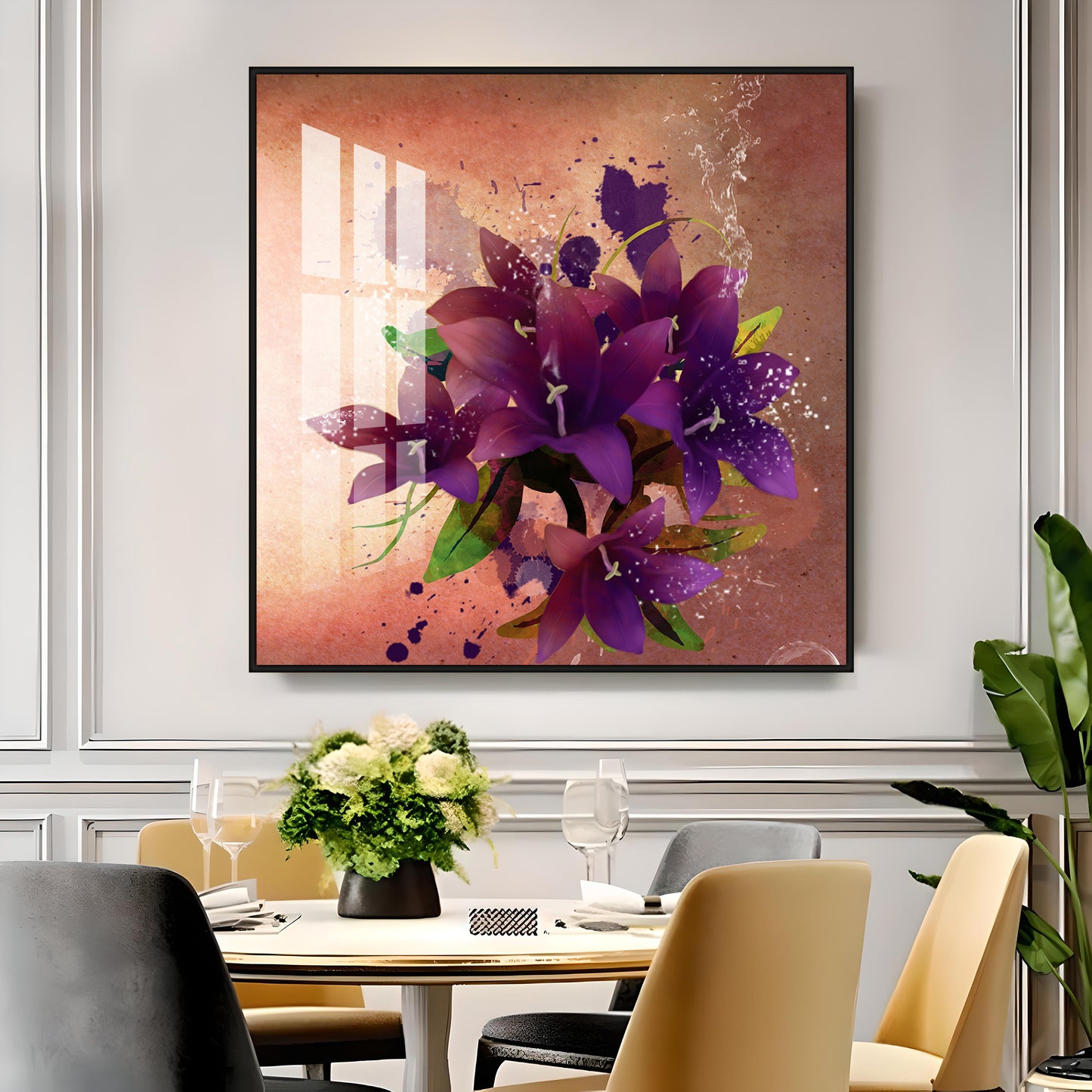 Purple Flowers Premium Acrylic Square Wall Art