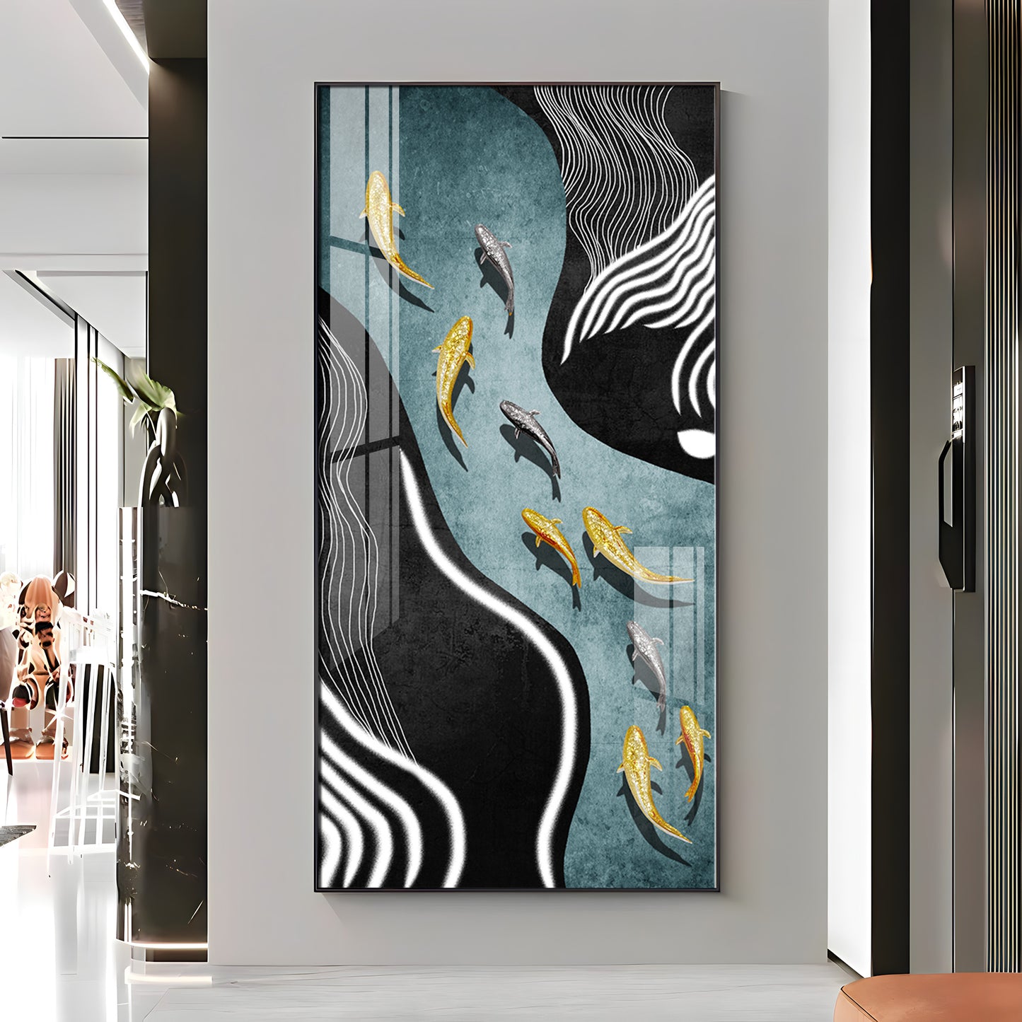 Fish Flow Fusion Premium Acrylic Vertical Wall Art