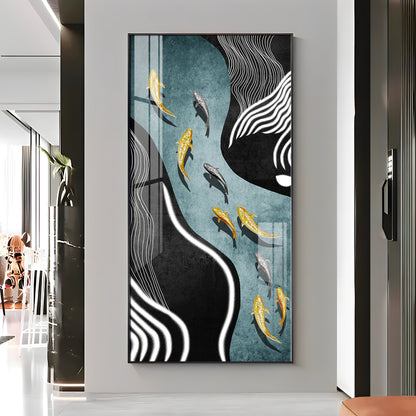 Fish Flow Fusion Premium Acrylic Vertical Wall Art