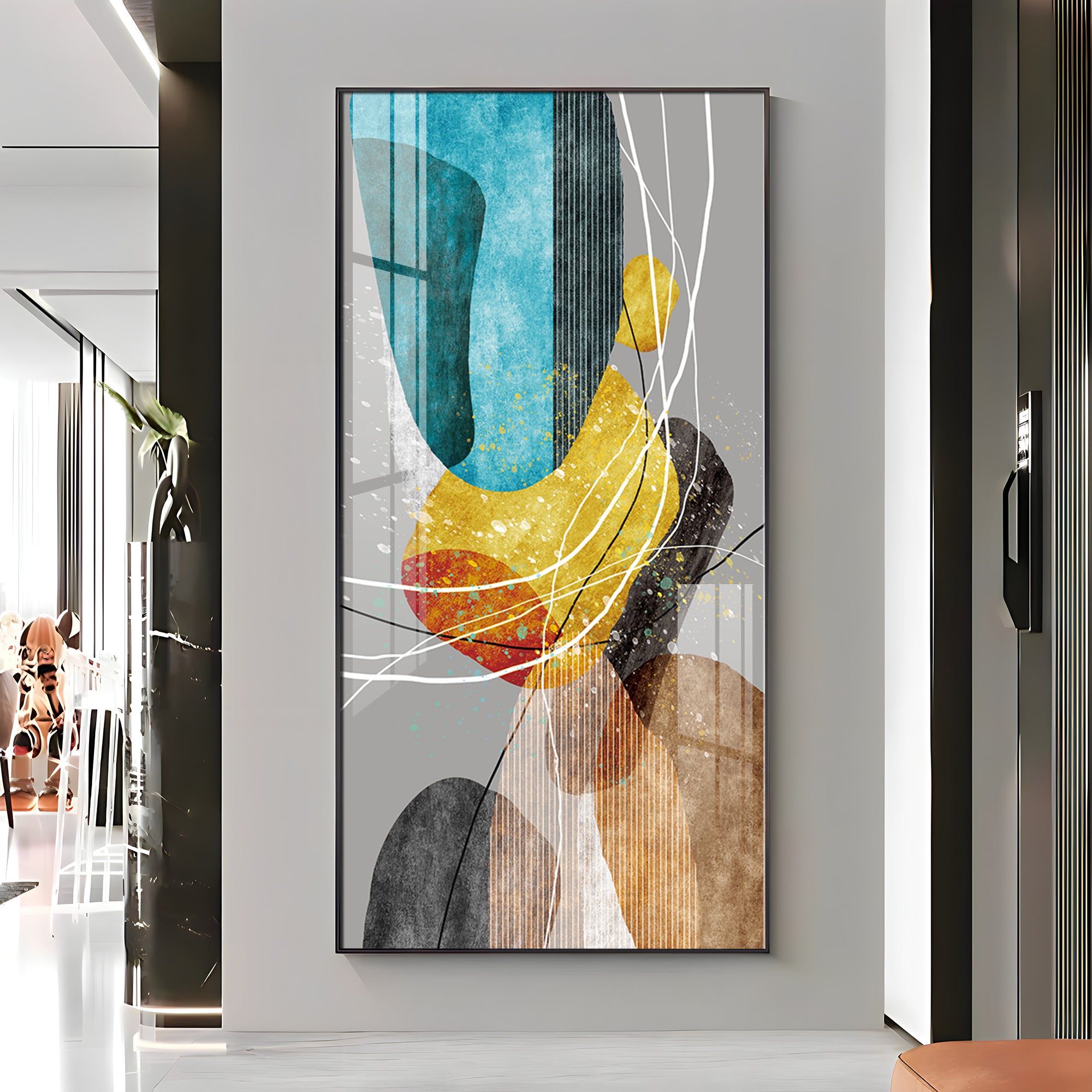 Abstract Textured Elements Premium Acrylic Vertical Wall Art