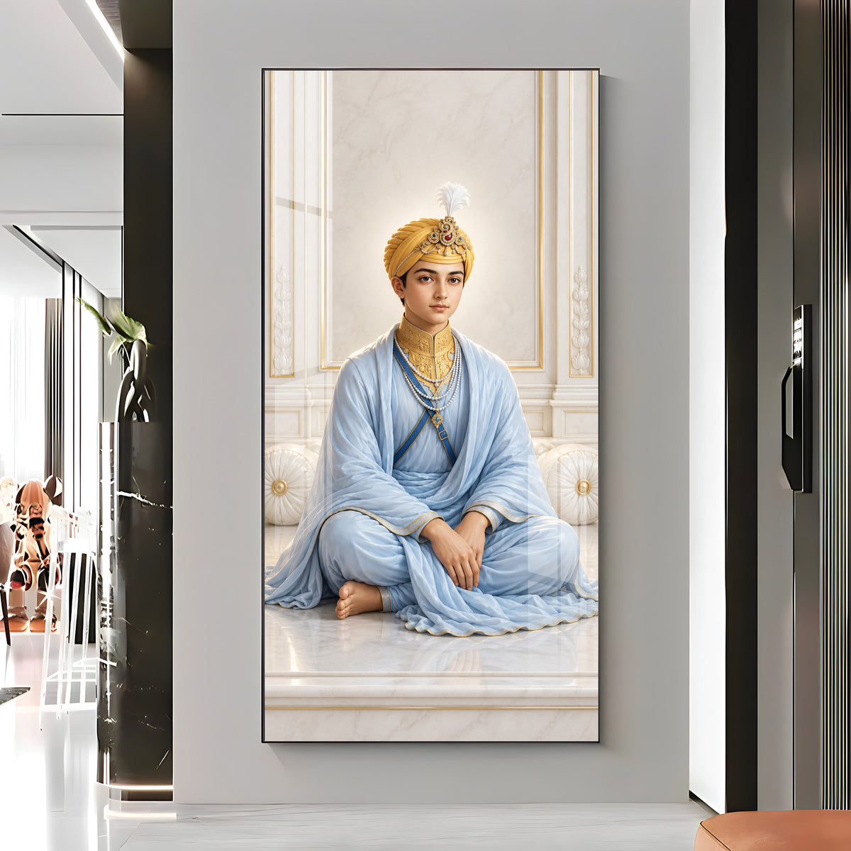 Divine Guru Harkrishan Sahib Premium Acrylic Vertical Wall Art