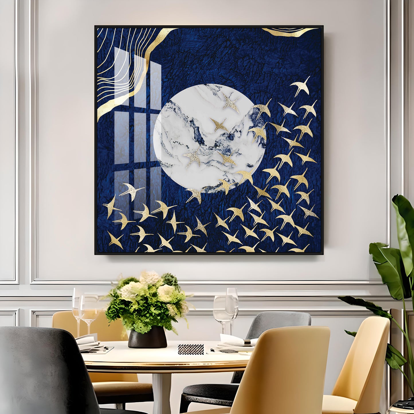 Flying Flamingo Premium Acrylic Square Wall Art