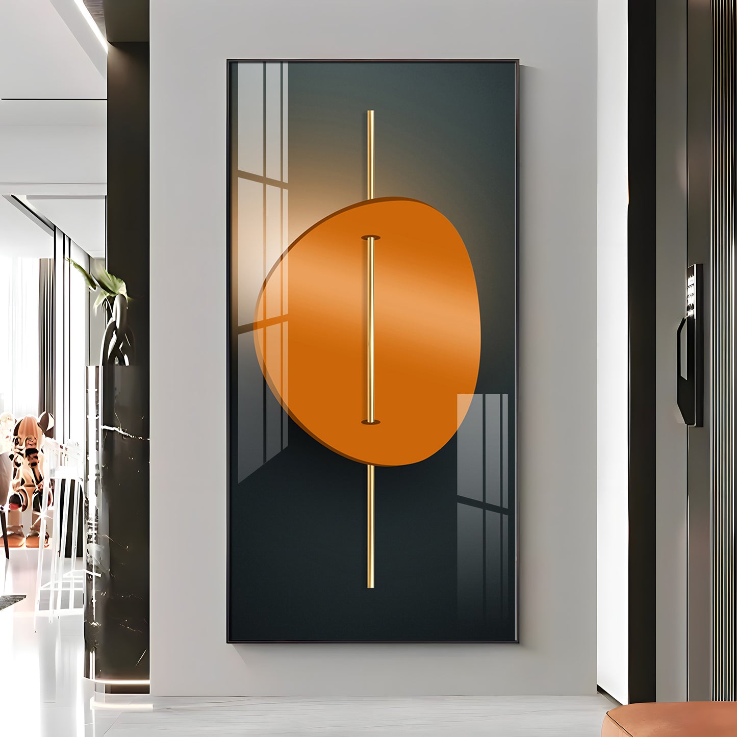 Abstract Orange Moon Premium Acrylic Vertical Wall Art