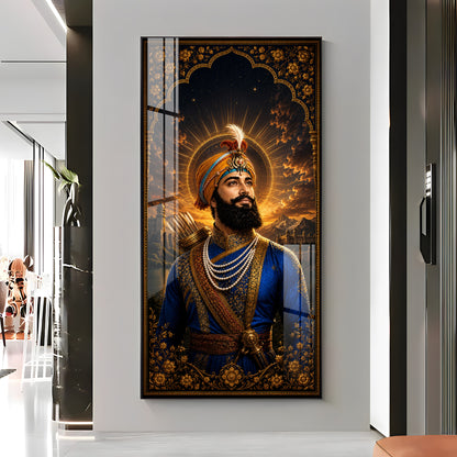 Guru Gobind Singh Ji Royal Blue Attire Premium Acrylic Vertical Wall Art