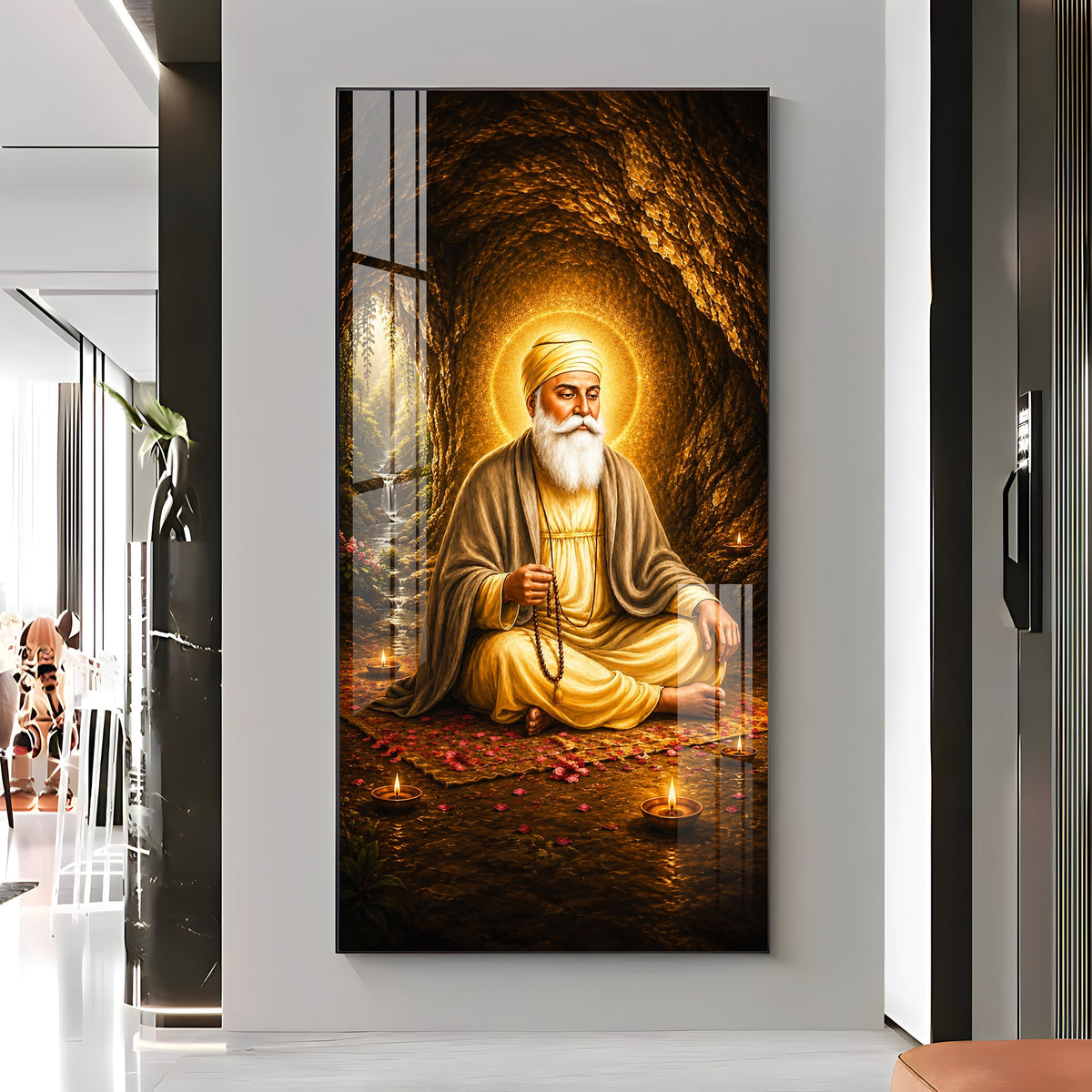 Divine Guru Nanak Dev Ji Premium Acrylic Vertical Wall Art