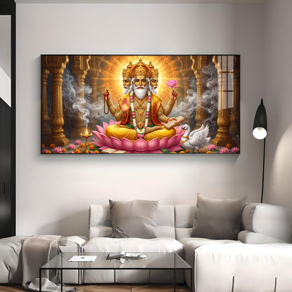 Depiction Of Lord Brahma Premium Acrylic Horizontal Wall Art