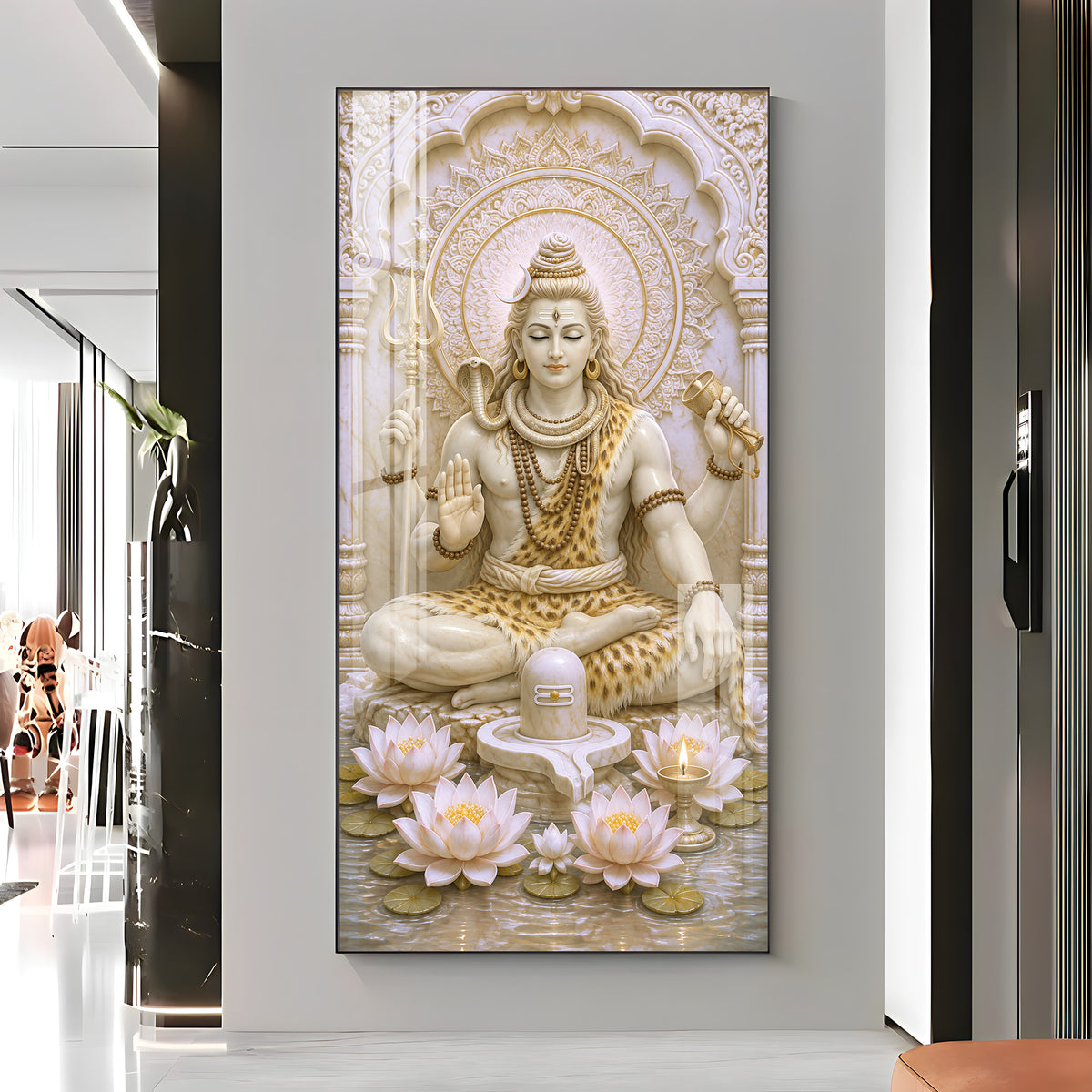 Meditating Shiva Premium Acrylic Vertical Wall Art