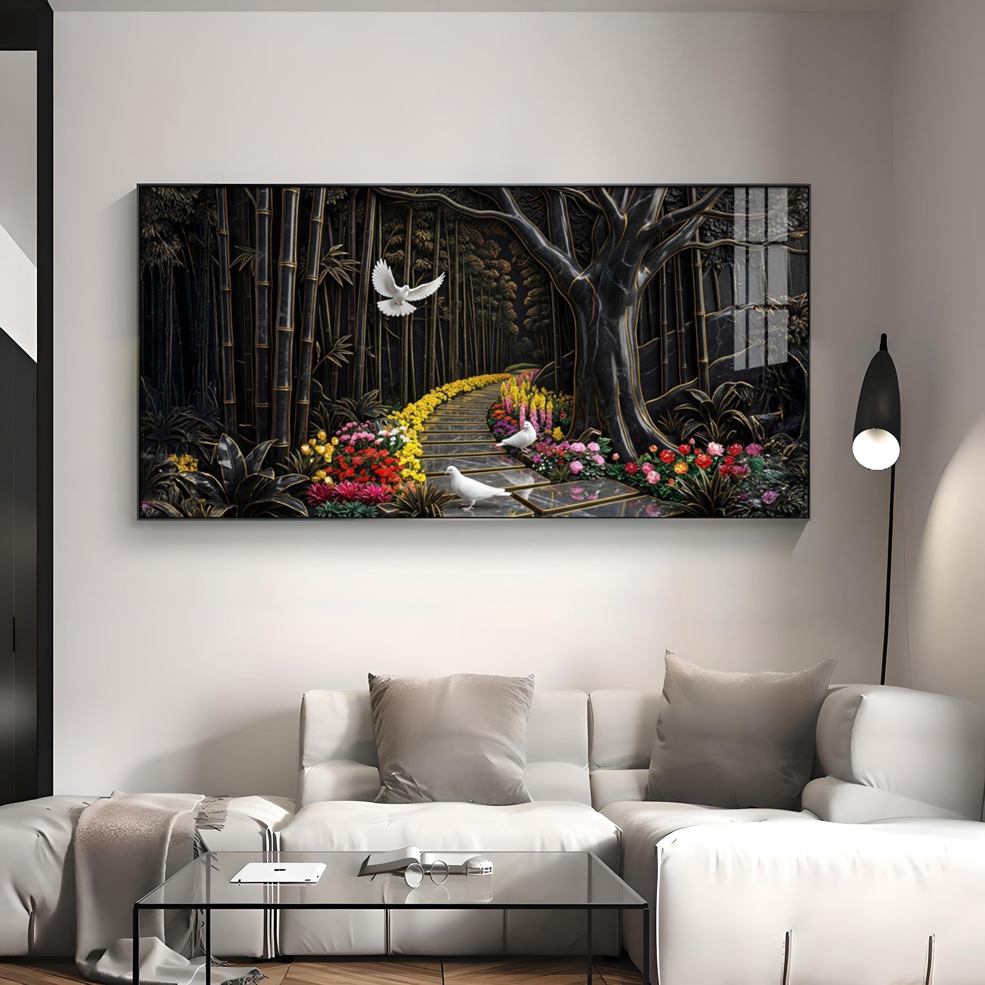 Birds & Blooms Walkway Premium Acrylic Horizontal Wall Art