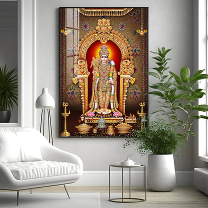 Depicts Lord Murugan Premium Acrylic Vertical Wall Art