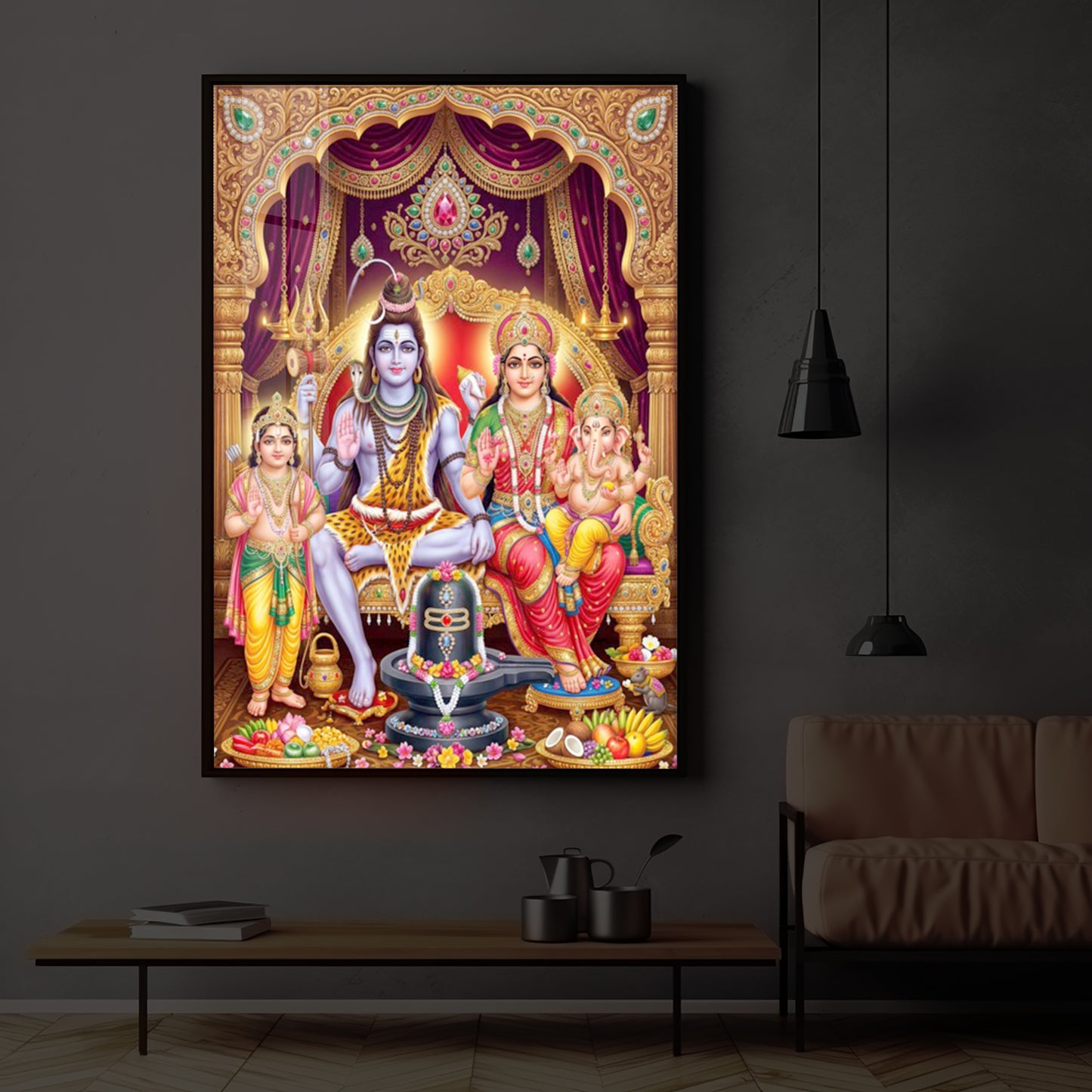 Namah Shivay Modern Luxury Backlight Vertical Wall Art
