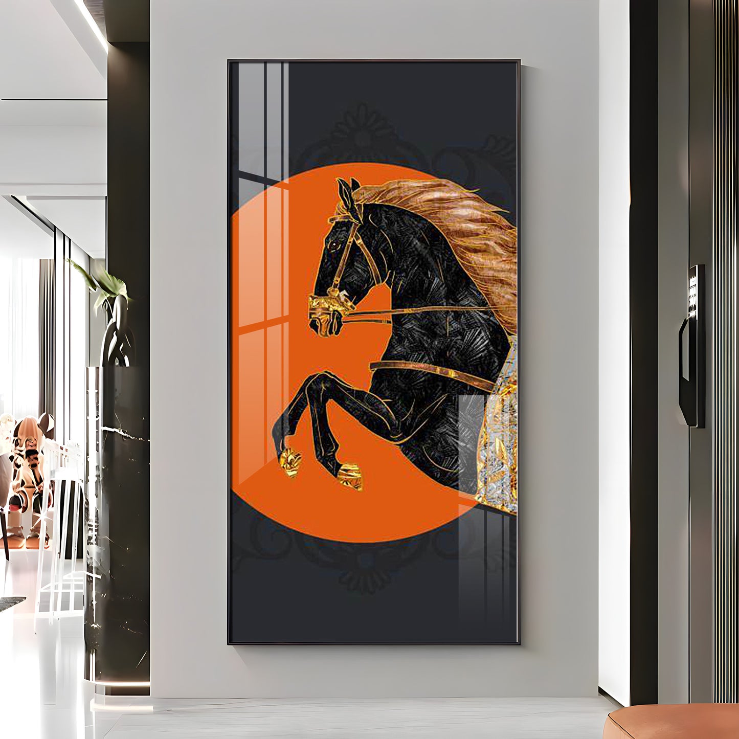 Black Horse Premium Acrylic Vertical Wall Art