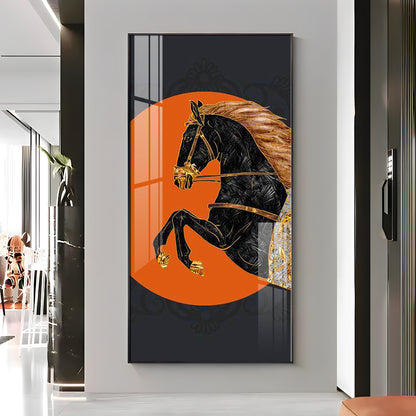 Black Horse Premium Acrylic Vertical Wall Art