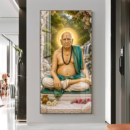 Samarth Maharaj Meditating Premium Acrylic Vertical Wall Art