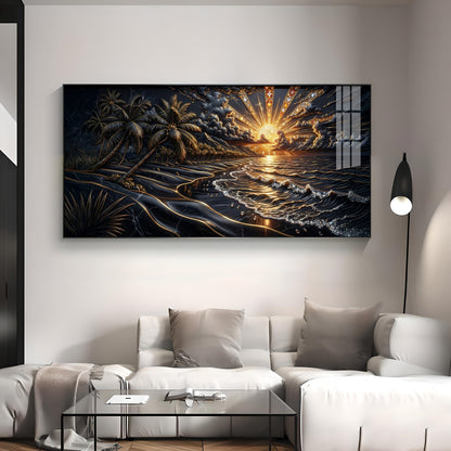 Ocean Glow Sunset Premium Acrylic Horizontal Wall Art