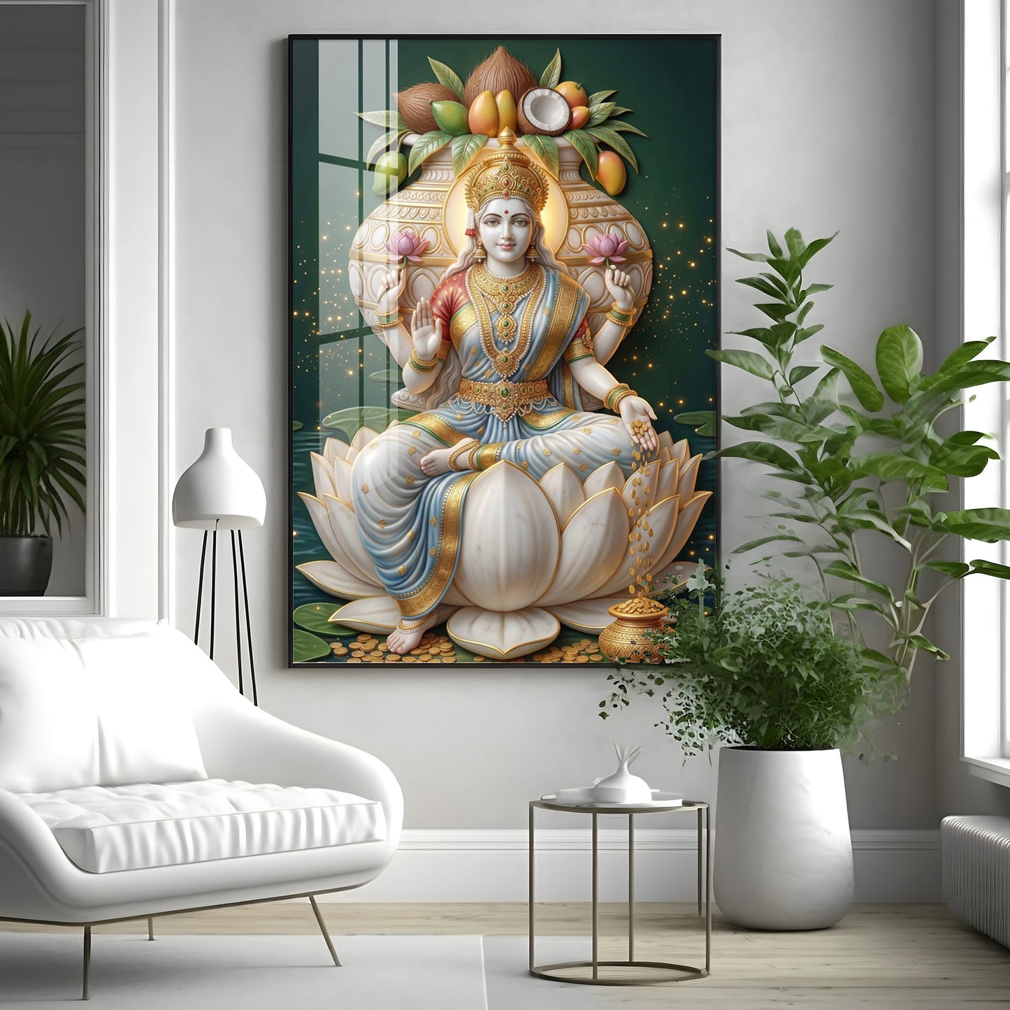 Hindu Goddess Lakshmi Premium Acrylic Vertical Wall Art