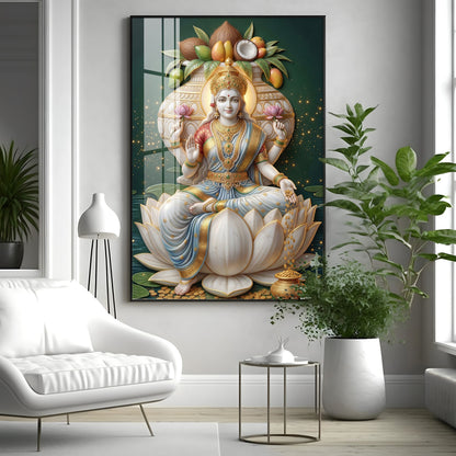 Hindu Goddess Lakshmi Premium Acrylic Vertical Wall Art