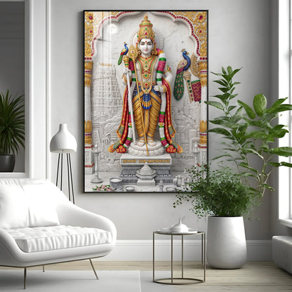 Divine Lord Subramanya Premium Acrylic Vertical Wall Art