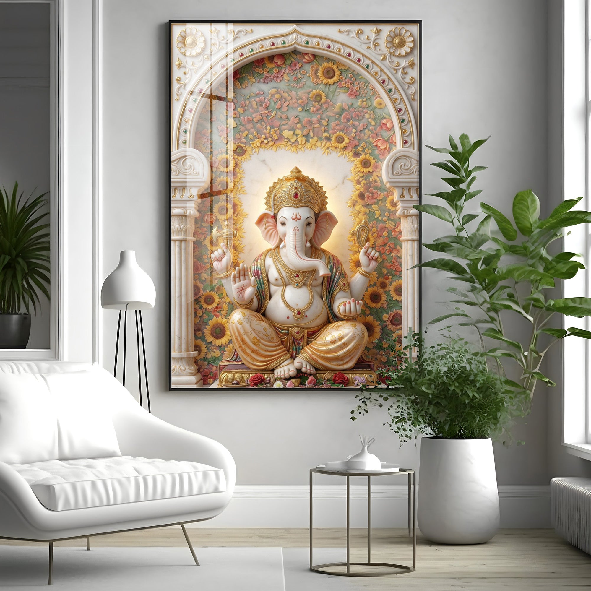 Hindu Bhagwan Ganesha Ji Premium Acrylic Vertical Wall Art